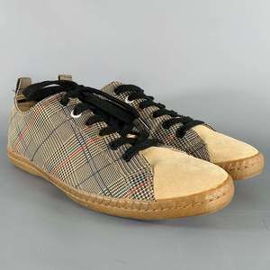 PAUL SMITH JEANS -Musa- Tan Black Window Pane Canvas Low Top Sneakers